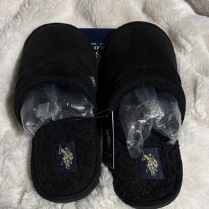 U.S. Polo Assn. Black Slide Slippers with Logo Card